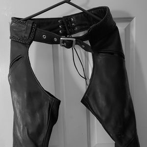 Leather chaps, vest
